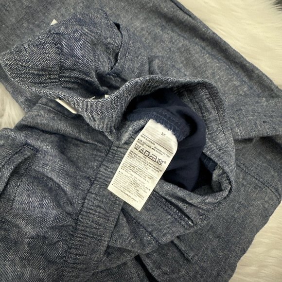 Old Navy womens NWT high rise crop pants 55% linen 3X elastic waist blue - Picture 5 of 13